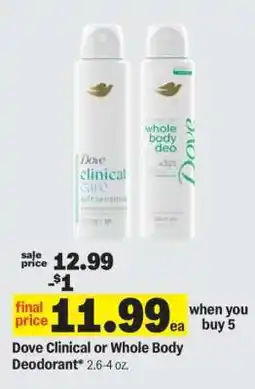 Meijer Dove Clinical or Whole Body Deodorant offer