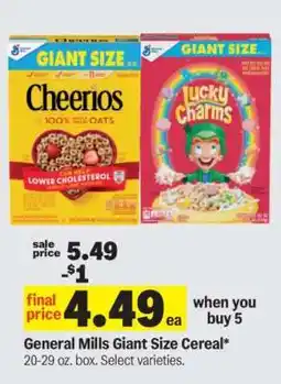 Meijer General Mills Giant Size Cereal offer