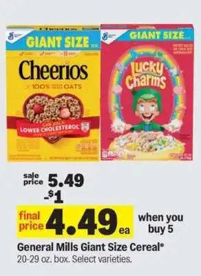 Meijer General Mills Giant Size Cereal offer