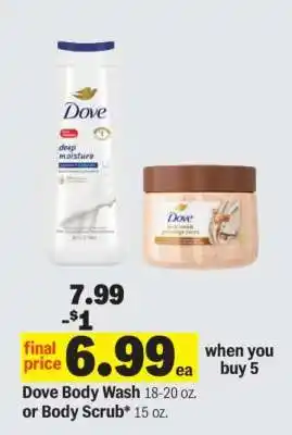 Meijer Dove Body Wash or Body Scrub offer