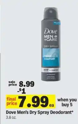 Meijer Dove Men's Dry Spray Deodorant offer
