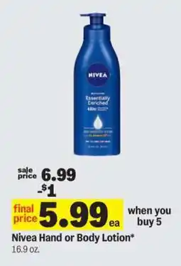 Meijer Nivea Hand or Body Lotion offer