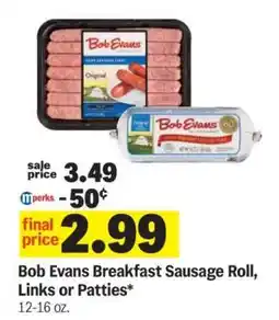 Meijer Bob Evans Breakfast Sausage Roll, Links or Patties offer