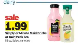 Meijer Simply or Minute Maid Drinks or Gold Peak Tea offer