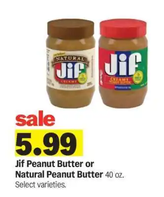 Meijer Jif Peanut Butter or Natural Peanut Butter offer