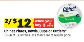 Meijer Chinet Plates, Bowls, Cups or Cutlery offer