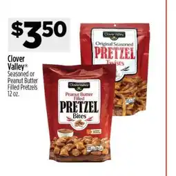 Dollar General Clover Valley Seasoned or Peanut Butter Filled Pretzels offer