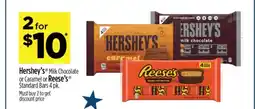 Dollar General Hershey's or Reese's Standard Bars 4 pk offer