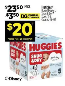 Dollar General Huggies Boxed Diapers offer