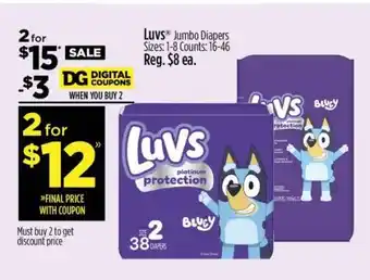 Dollar General Luvs Jumbo Diapers offer