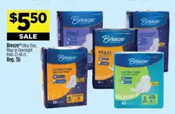 Dollar General Breeze Ultra Thin, Maxi or Overnight Pads 27-46 ct offer