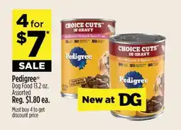 Dollar General Pedigree Dog Food 13.2 oz. Assorted offer
