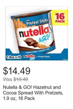 Costco Nutella & GO! Hazelnut and Cocoa Spread With Pretzels, 1.9 oz offer