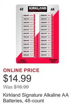 Costco Kirkland Signature Alkaline AA Batteries, 48-count offer
