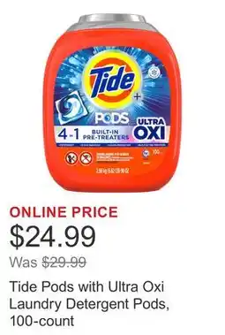 Costco Tide Pods with Ultra Oxi Laundry Detergent Pods, 100-count offer
