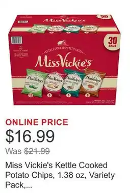 Costco Miss Vickie's Kettle Cooked Potato Chips, 1.38 oz, Variety Pack, 30-count offer
