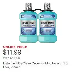 Costco Listerine UltraClean Coolmint Mouthwash, 1.5 Liter, 2-count offer