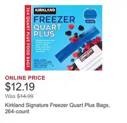 Costco Kirkland Signature Freezer Quart Plus Bags, 264-count offer