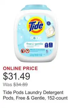 Costco Tide Pods Laundry Detergent Pods, Free & Gentle, 152-count offer