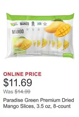 Costco Paradise Green Premium Dried Mango Slices, 3.5 oz, 8-count offer