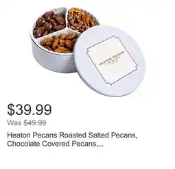 Costco Heaton Pecans Roasted Salted Pecans, Chocolate Covered Pecans, Praline Pecan Tin 2.3 lb Total offer