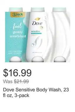 Costco Dove Sensitive Body Wash, 23 fl oz, 3-pack offer