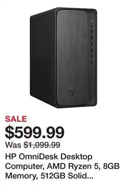Office Depot HP OmniDesk Desktop Computer, AMD Ryzen 5, 8GB Memory, 512GB Solid State Drive, Windows 11 Home offer