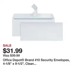 Office Depot Office Depot Brand #10 Security Envelopes, 4-1/8 x 9-1/2, Clean Seal, White, Box Of 500 offer