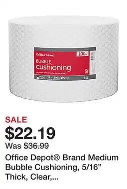 Office Depot Office Depot Brand Medium Bubble Cushioning, 5/16 Thick, Clear, 12x100' offer