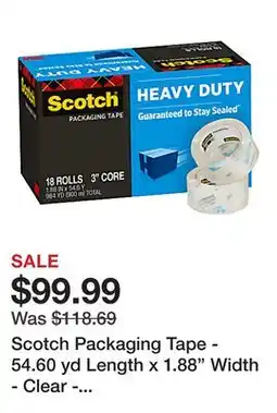 Office Depot Scotch Packaging Tape - 54.60 yd Length x 1.88 Width - Clear - Acrylic - 1 Roll offer