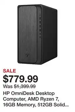 Office Depot HP OmniDesk Desktop Computer, AMD Ryzen 7, 16GB Memory, 512GB Solid State Drive, Windows 11 Home offer