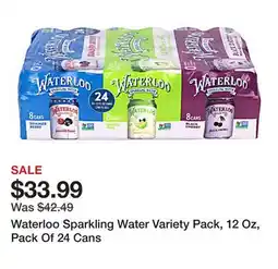 Office Depot Waterloo Sparkling Water Variety Pack, 12 Oz, Pack Of 24 Cans offer