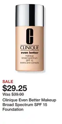 Ulta Beauty Clinique Even Better Makeup Broad Spectrum SPF 15 Foundation offer
