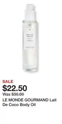 Ulta Beauty LE MONDE GOURMAND Lait De Coco Body Oil offer