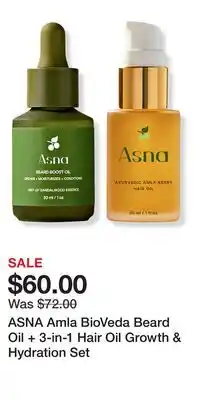 Ulta Beauty ASNA Amla BioVeda Beard Oil + 3-in-1 Hair Oil Growth & Hydration Set offer