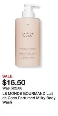 Ulta Beauty LE MONDE GOURMAND Lait de Coco Perfumed Milky Body Wash offer