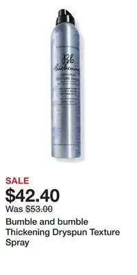 Ulta Beauty Bumble and bumble Thickening Dryspun Texture Spray offer