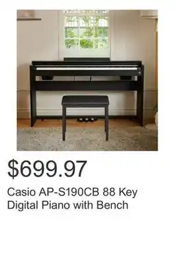 Costco Casio AP-S190CB 88 Key Digital Piano with Bench offer