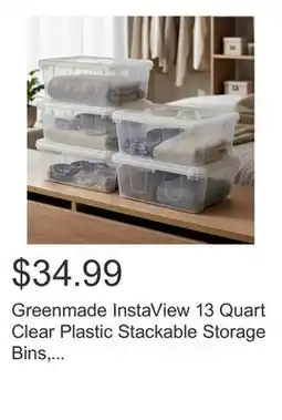 Costco Greenmade InstaView 13 Quart Clear Plastic Stackable Storage Bins, 8-pack offer