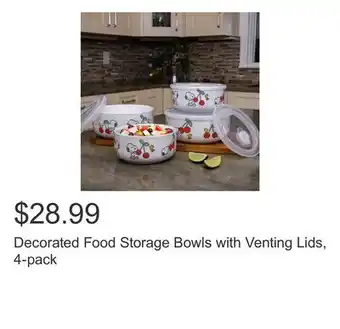 Costco Decorated Food Storage Bowls with Venting Lids, 4-pack offer