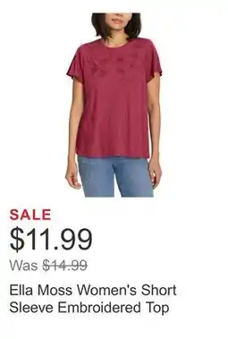 Costco Ella Moss Women's Short Sleeve Embroidered Top offer