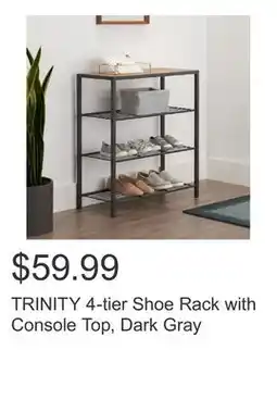 Costco TRINITY 4-tier Shoe Rack with Console Top, Dark Gray offer