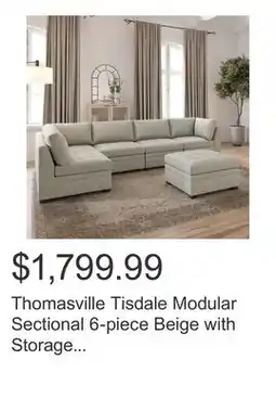 Costco Thomasville Tisdale Modular Sectional 6-piece Beige with Storage Ottoman offer