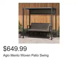 Costco Agio Menlo Woven Patio Swing offer