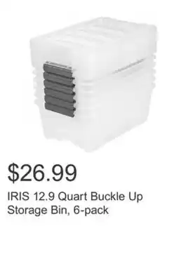 Costco IRIS 12.9 Quart Buckle Up Storage Bin, 6-pack offer