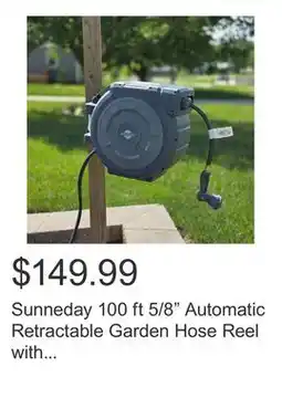 Costco Sunneday 100 ft 5/8 Automatic Retractable Garden Hose Reel with Wall Mount offer