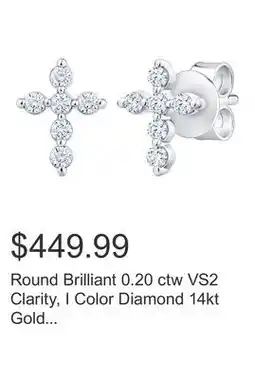 Costco Round Brilliant 0.20 ctw VS2 Clarity, I Color Diamond 14kt Gold Cross Earrings offer