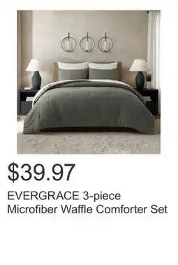 Costco EVERGRACE 3-piece Microfiber Waffle Comforter Set offer