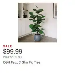 Costco CGH Faux 5' Slim Fig Tree offer