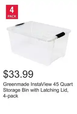 Costco Greenmade InstaView 45 Quart Storage Bin with Latching Lid, 4-pack offer